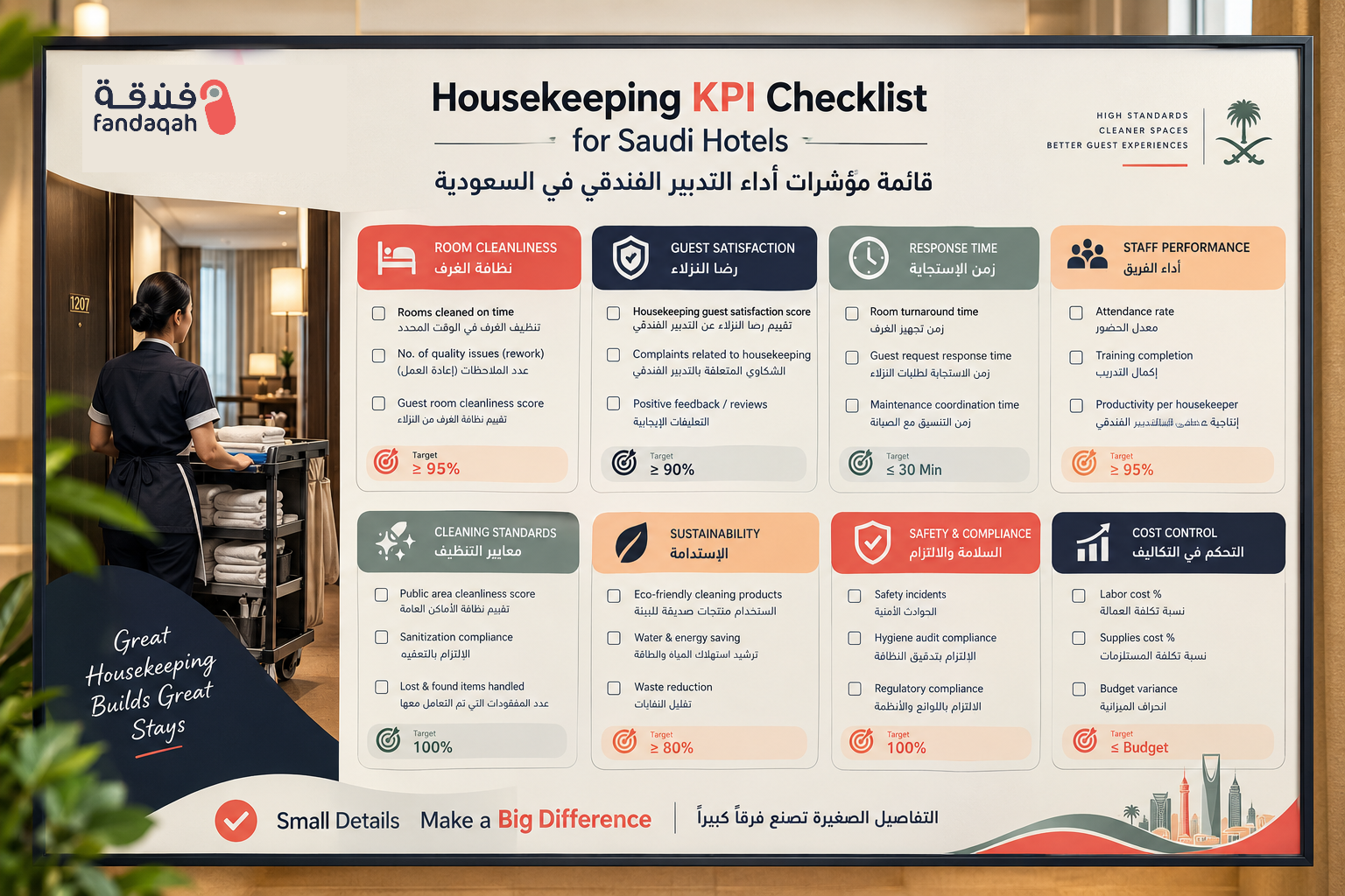 Housekeeping KPI Checklist for Saudi Hotels | Board Design