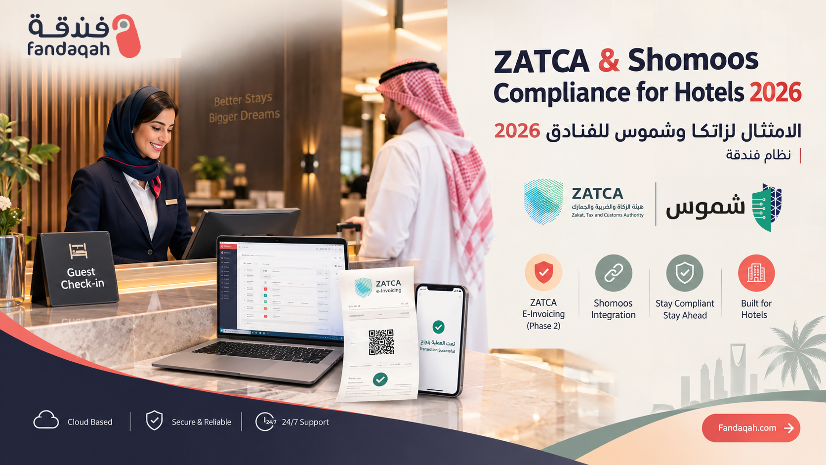 ZATCA & Shomoos Compliance for Hotels 2026 | Fandaqah