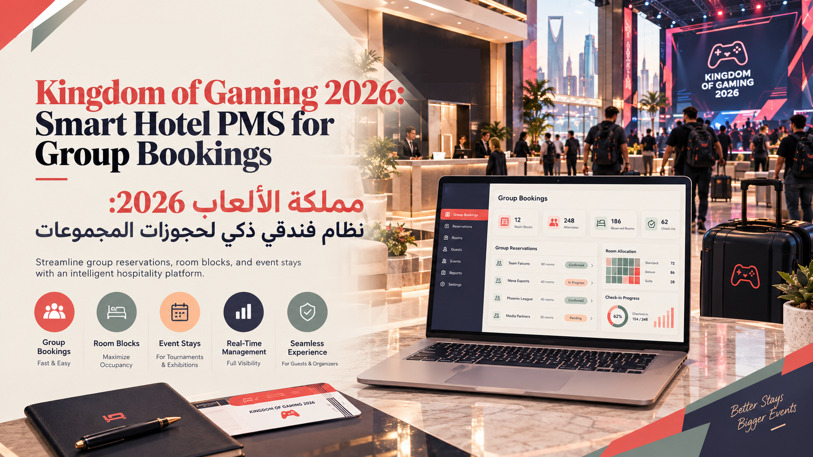Kingdom of Gaming 2026: Smart Hotel PMS for Group Bookings